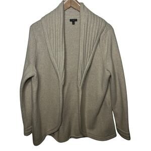 Talbots Sweater Beige Shawl Collar Open Cardigan Merino Wool Cashmere Winter 2X